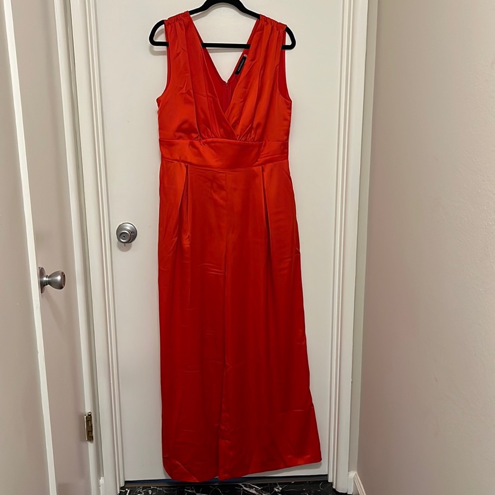 Red Long Sleeveless Pant Jumpsuit Size XL